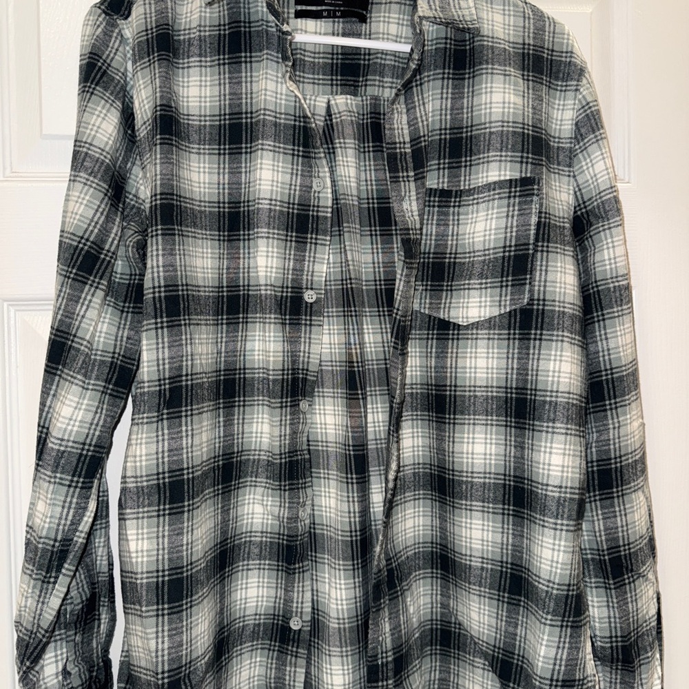 Cotton On Black and White Plaid Casual Button Down Shirt